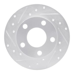 Audi 5000S Quattro Brake Rotor (1) - Rear Left - R1 Concepts - Drilled & Slotted - Silver - `85-`00